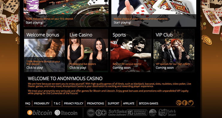 Die Zahlungsoptionen im Anonymous Casino