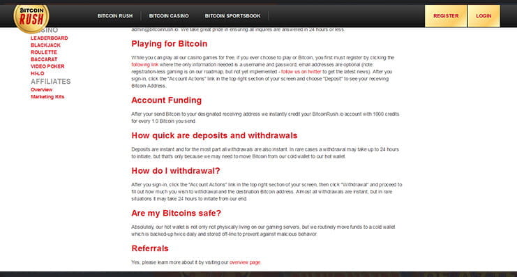 Die Zahlungsoptionen bei BitcoinRush.io