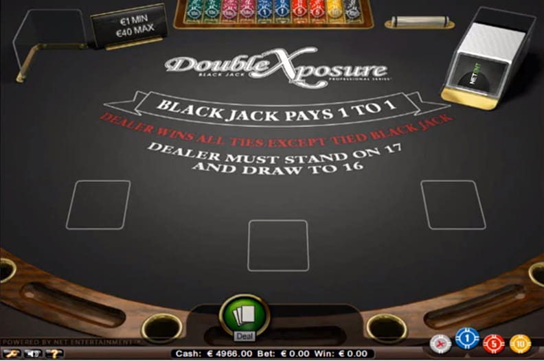 Der Spieltisch von Double Exposure Blackjack.
