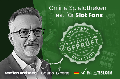 Der Casino Experte Steffen Breitner sowie Casinospiele auf einem Laptop und Smartphone.
