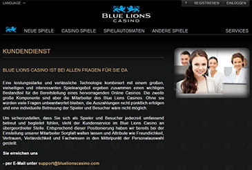 Vorschaubild Support Blue Lions Casino