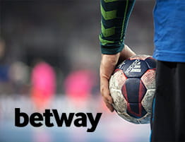 Das Logo von Betway und ein Handball-Spieler.