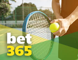 Das Logo von bet365 und eine Tennis Szene.