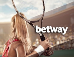 Das Logo von Betway und eine Tennis Szene.