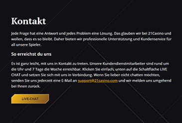 Vorschaubild Support 21Casino