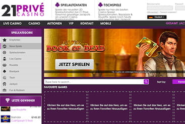 Startseite von 21Privé Casino