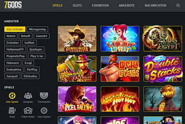 Spielangebot von 7 Gods Casino