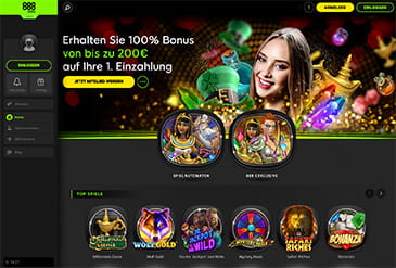 Vorschau 888slots Webseite.