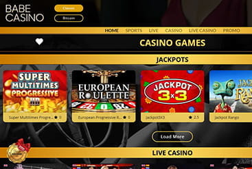 Startseite von Babe Casino
