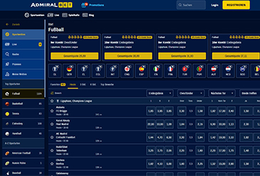 Beliebte Sportwetten bei AdmiralBet Sports.
