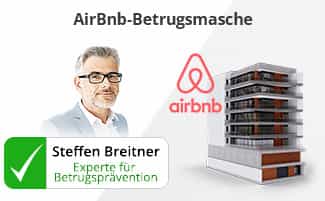 Ein Portrait von Steffen Breitner, daneben das AirBnB Logo und ein Haus.