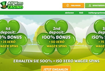 Startseite von Allwins Casino