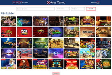 Die Spieleauswahl beim Ares Casino