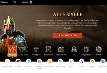 Die Homepage des Avalon78 Casinos.