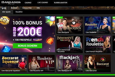 Spielangebot von Barbados Casino