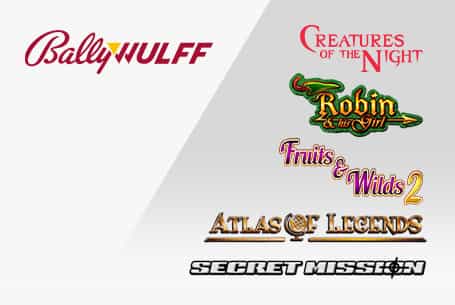 Logo Bally Wulff dengan berbagai logo mesin slot.
