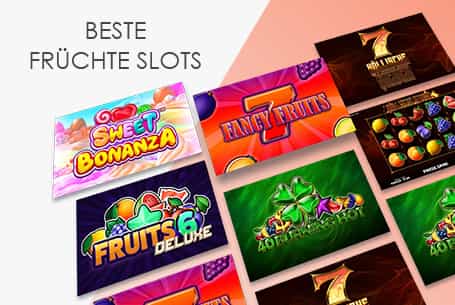 Logo beberapa slot buah seperti Sweet Bonanza atau Fancy Fruits.