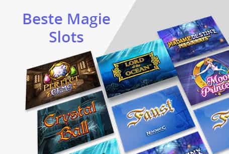 Logo beberapa mesin slot ajaib, seperti Crystal Ball atau Lord of the Ocean.