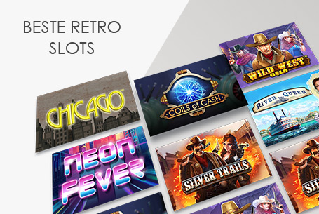 Die Logos einiger Retro Slots wie Chicago oder Coils of Cash.