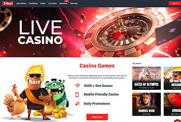 Die Ansicht der Casinoseite von 31bet.