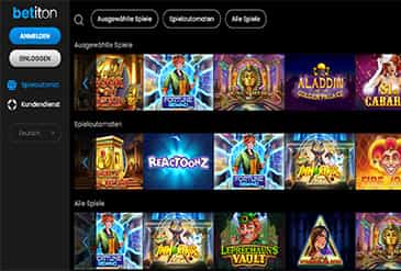 Hier ist die Homepage der Betiton Spielhalle zu sehen.