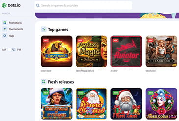 Die Homepage von Bets.io.