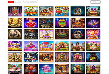 Die Spielauswahl im BetsAmigo Casino.