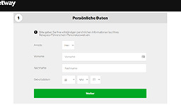 Die Anmeldung bei Betway.