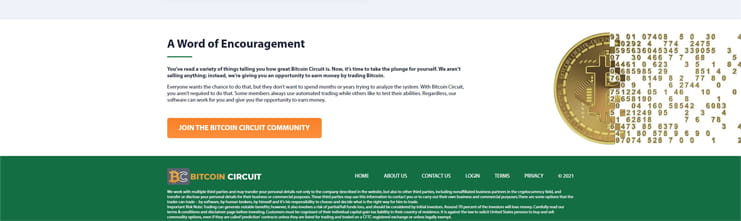Ein Ausschnitt von der Bitcoin Circuit Webseite.