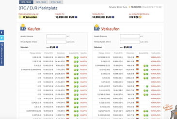 Die Webseite von bitcoin.de