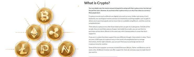 Ein Ausschnitt der Bitcoin Investor Webseite.