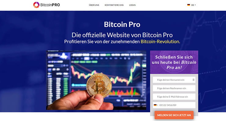 Die Webseite von Bitcoin Pro.