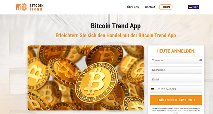 Die Startseite von Bitcoin Trend.