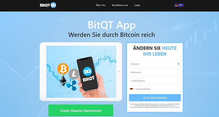 Die Webseite von BitQT.