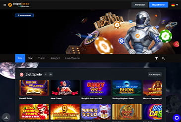 Die BitSpinCasino Homepage.