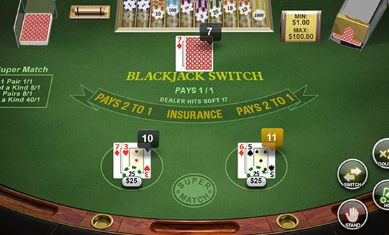 Blackjack Switch Tisch von Playtech.