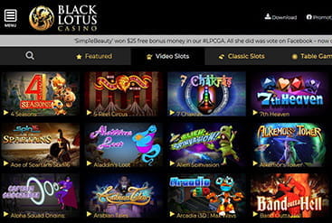 Spielangebot von Black Lotus Casino