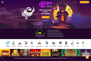 Die Startseite vom Boo Casino.