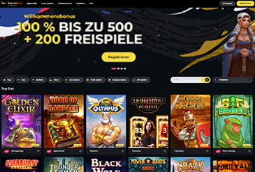 Die Startseite des Boomerang Casinos mit einigen Spiel-Logos.