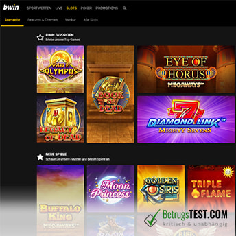 Die bwin Slots Lobby.