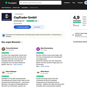 Trustpilot Übersicht von CapTrader.