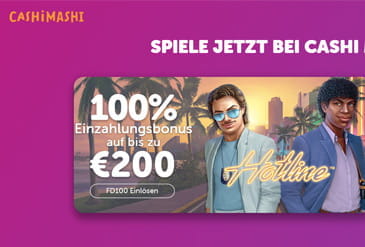 Die Startseite mit dem aktuellen Bonusnagebot des Cashi Mashi Casinos.