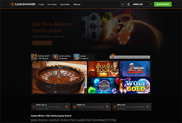 Die Startseite von Casino Winner.