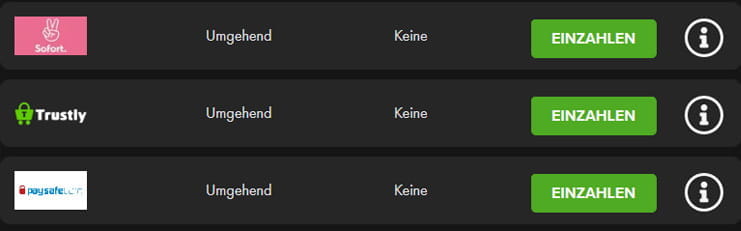 Die Zahlungsmethoden Sofort, Trustly und paysafecard im Casino Winner.