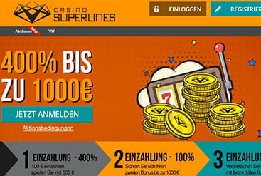 Startseite von Casino Superlines