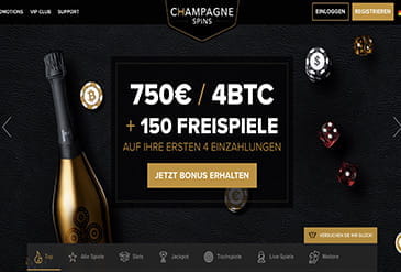 Homepage vom Champagne Spins