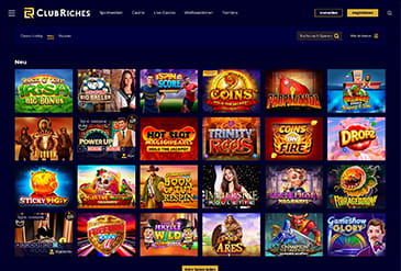 Die Club Riches Startseite.