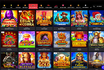 Die Cobra Casino Spielauswahl.