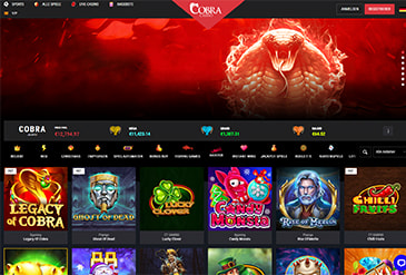 Die Cobra Casino Startseite.