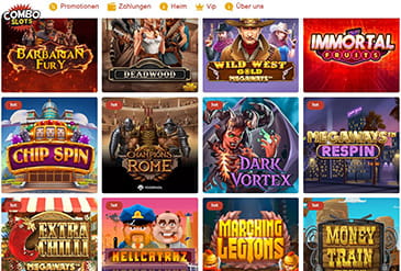 Einige der Top Spiele im ComboSlots Casino mit ihren Logos.